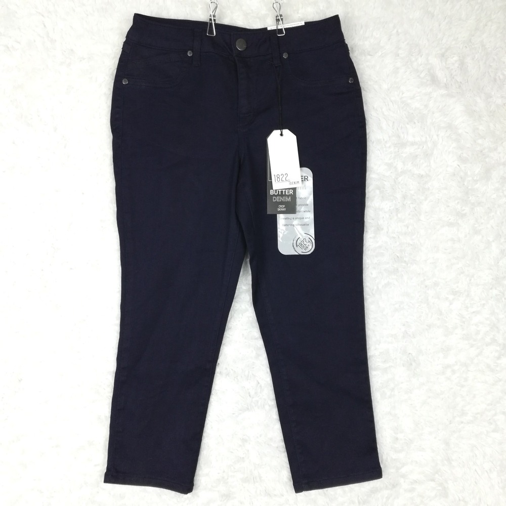 1822 Denim Womens Jeans Crop Skinny Butter Dark Navy Mid Rise Stretch 10 New